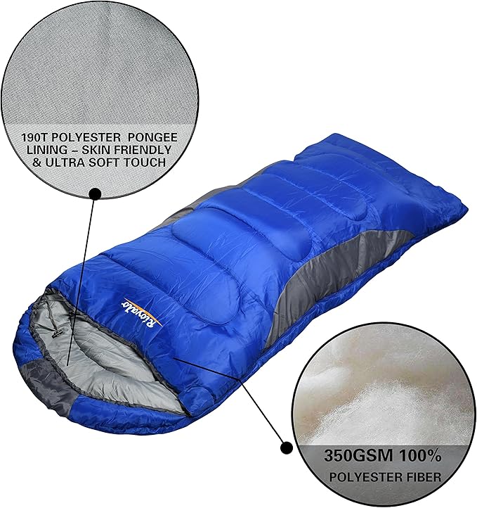 0 Degree Winter Sleeping Bags for Adults Camping (450GSM) - Temp Range (5F–32F) Portable Waterproof Compression Sack- Camping Sleeping Bags for Big and Tall in Env Hoodie: Backpacking Hiking 4 Season