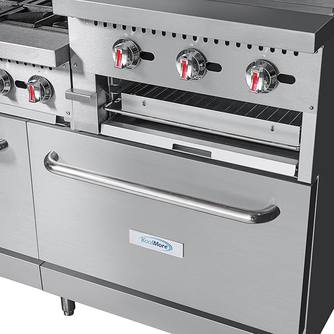 KoolMore KM-CRGB60-LP 60 in. 6 Burner Commercial Liquid Propane Range with 24 in. Griddle and Broiler