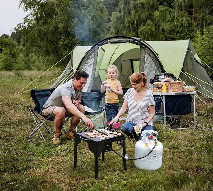 Outdoor Propane Burner Camping Stove Gas Burner with Adjustable Legs Ideal for Camping, Home Brewing, Turkey Frying and Maple Syrup Boiling