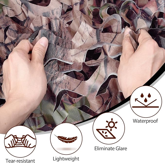 Camo Netting Camouflage Netting 20x20 10x20 10x10 Bulk Roll Burlap Camo Tarp Sunshade Net for Hunting Blind Dinosaur Birthday Jungle MilitaryTheme Party Decoration Camping Shooting