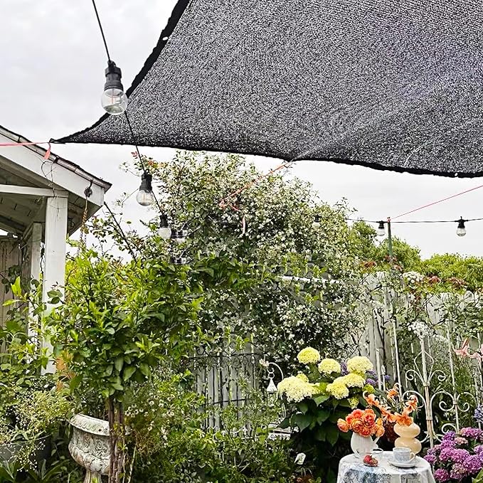 winemana 50% Black Shade Cloth, 6.6 x 10 FT Durable Mesh Tarp with Grommets, Garden Sunblock Shade Cloth Shading Antifreezing for Plants Cover, Greenhouse, Barns Kennel, Patio, Tomatoes