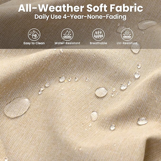 ovios 7 Pieces Patio Furniture Set, Outdoor Wicker Sofas with 4 Chairs, Ottomans and Comfy Cushions, All Weather High Back Couch Set for Deck Porch, Brown Rattan, Beige