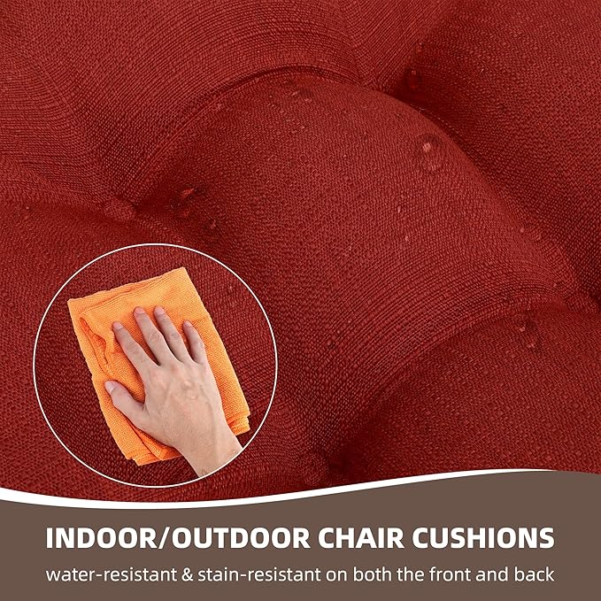 RACE LEAF 17" x 17" Patio Chair Seat Pads Red - Outdoor/Indoor Patio Cushions Set of 2 - Replacement Cushions for Chairs and Seating - Olefin Seat Pads for Porch, Deck, and Garden Seats