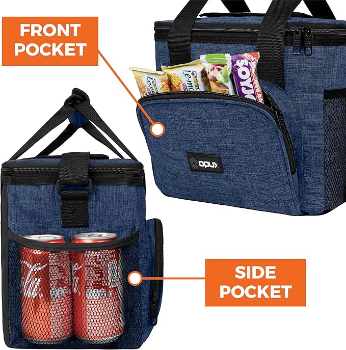 OPUX Soft Cooler Bag, Insulated Collapsible Lunch Cooler Tote for Men Work Camping Beach Travel, Portable Soft Sided Leakproof Waterproof Large Lunch Bag Box with Shoulder Strap 24 Cans, Heather Navy