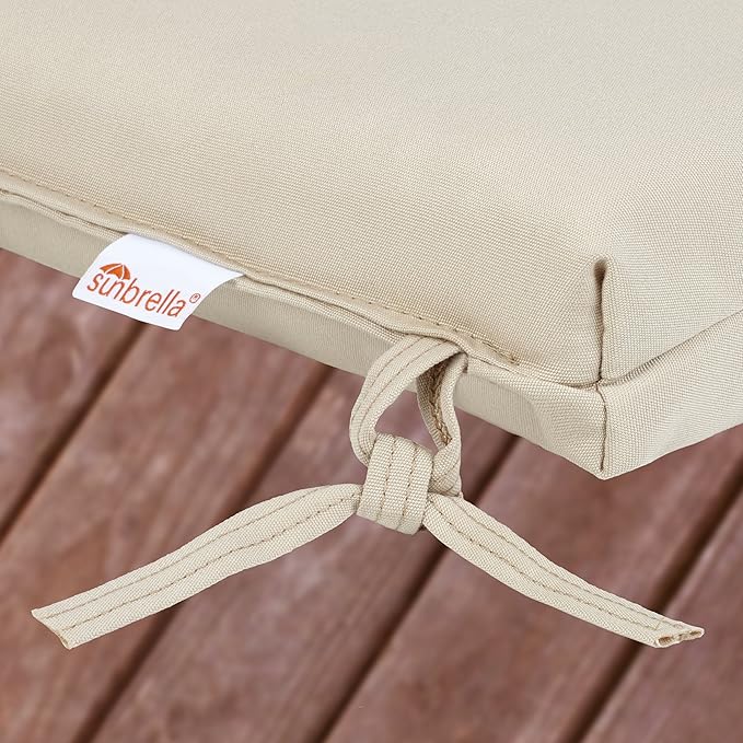 Sorra Home Sunbrella Bristol Square Chair Cushion (Set of 2) - Fade & Water Resistant, Outdoor & Indoor Patio Seat Cushion with Plush Foam - Canvas Natural (20" x 20" x 2.5")