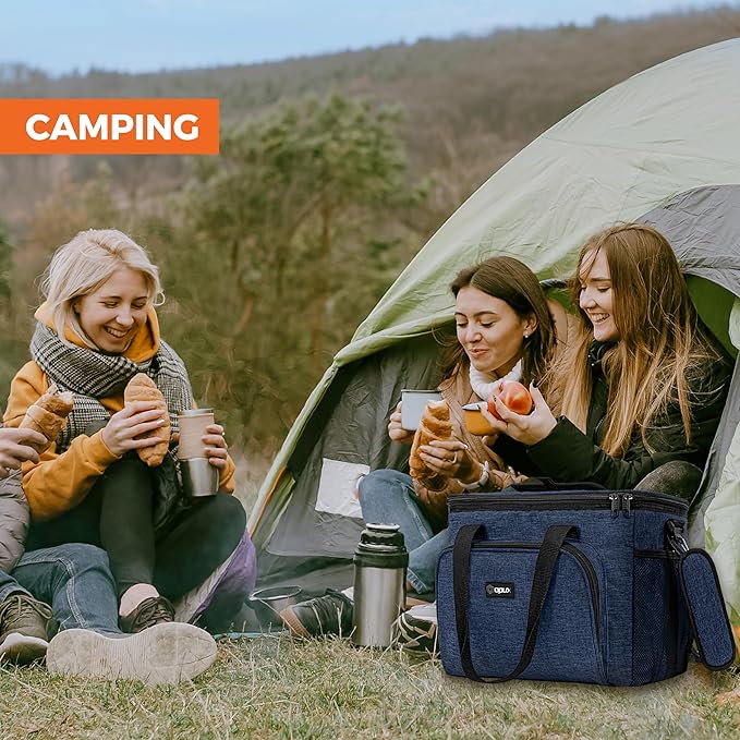 OPUX Soft Cooler Bag, Insulated Collapsible Lunch Cooler Tote for Men Work Camping Beach Travel, Portable Soft Sided Leakproof Waterproof Large Lunch Bag Box with Shoulder Strap 30 Cans, Heather Navy