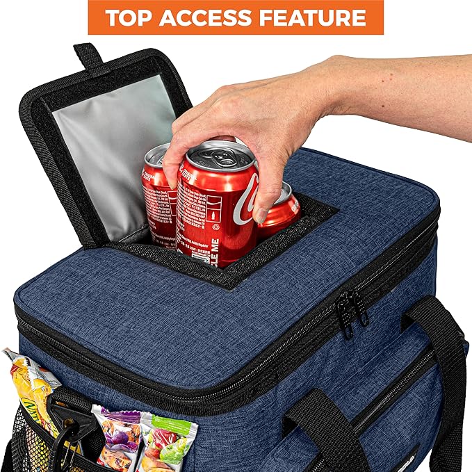 OPUX Soft Cooler Bag, Insulated Collapsible Lunch Cooler Tote for Men Work Camping Beach Travel, Portable Soft Sided Leakproof Waterproof Large Lunch Bag Box with Shoulder Strap 30 Cans, Heather Navy