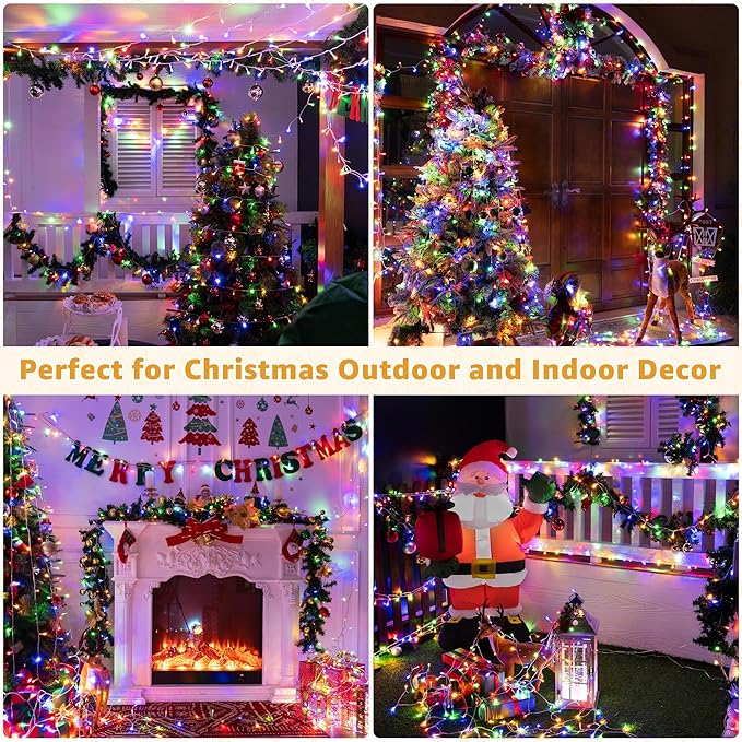 Ollny Christmas Lights Outdoor 800LED 262FT, Multicolor Plug in Fairy Light with Remote, 8 Modes Waterproof Timers Dimmable LED String Lights for Indoor House Outside Bedroom Patio Balcony