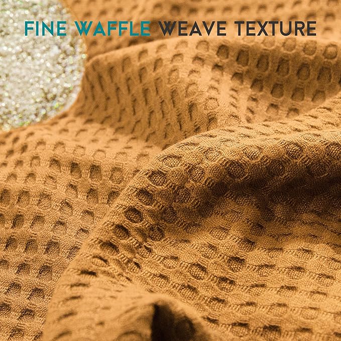 AmyHomie Cooling Waffle Blanket King Size, 100% Rayon Derived from Bamboo, Cool Summer Blanket for Hot Sleepers Soft Comfy Lightweight Blankets for All Seasons (Orange Yellow, 108×90in)