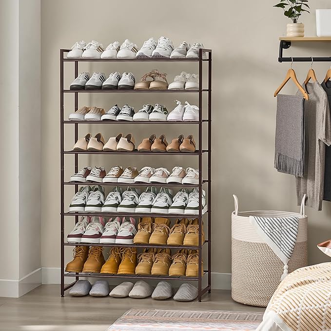 Shoe Rack for Closet, Metal Shoe Organizer, 8 Tier Garage Shoe Rack Max Holds 40 Pairs,Shoe Storage Shelf,Entryway, Bronze