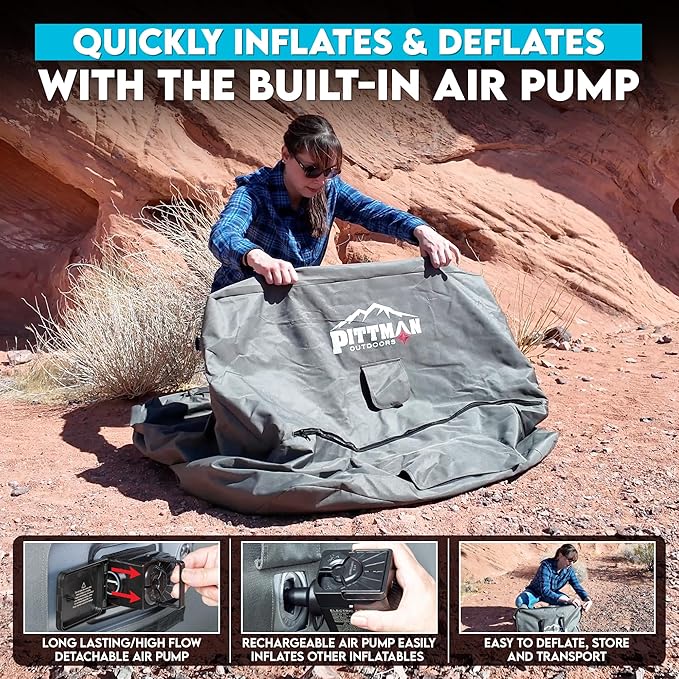 Pittman - Inflatable Chair for Camping with Built in Pump - Portable Inflatable Couch for Adults Holds 350lb's - Blow Up Chair for Movie Nights, Outdoor Blow up Furniture or Air Sofa for Camping