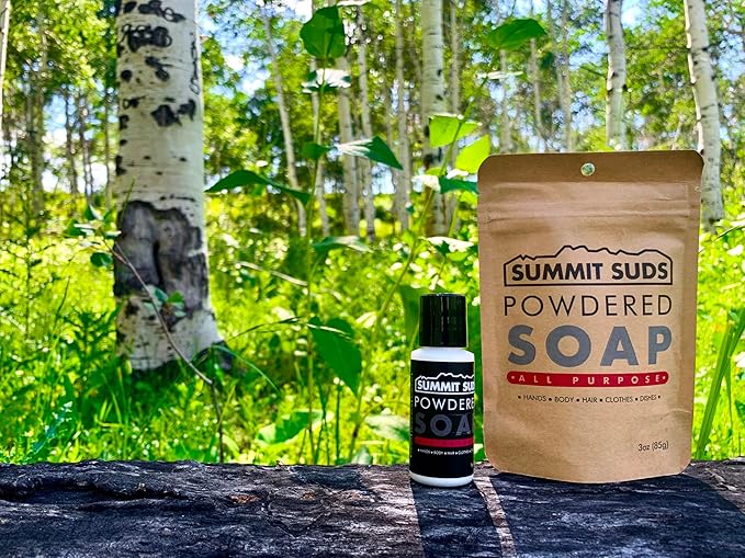 Outdoor Powdered Soap - Light Weight Backpacking soap for All Outdoor Recreation Like Hiking and Camping.