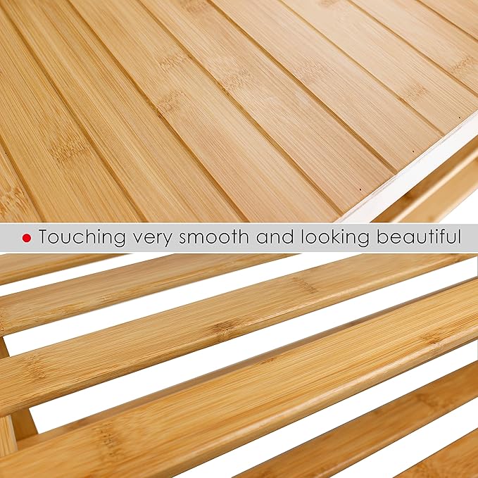 SMIBUY Bamboo Shoe Rack Bench, 3-Tier Shoe Organizer Storage Shelf for Entryway Hallway Bathroom Living Room (Natural)