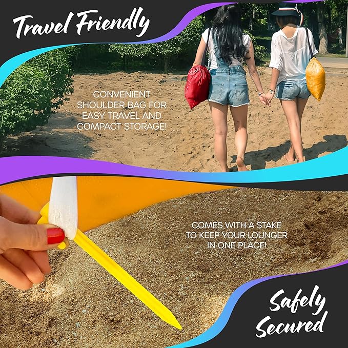 Nevlers 2 Pack Inflatable Loungers Air Sofa Couch | Perfect for Beach Chair Camping Chairs or Portable Hammock |Travel Bag Pouch, Pegs & 3 Pockets| Movie Seating & Camping Accessories Blow Up Lounger