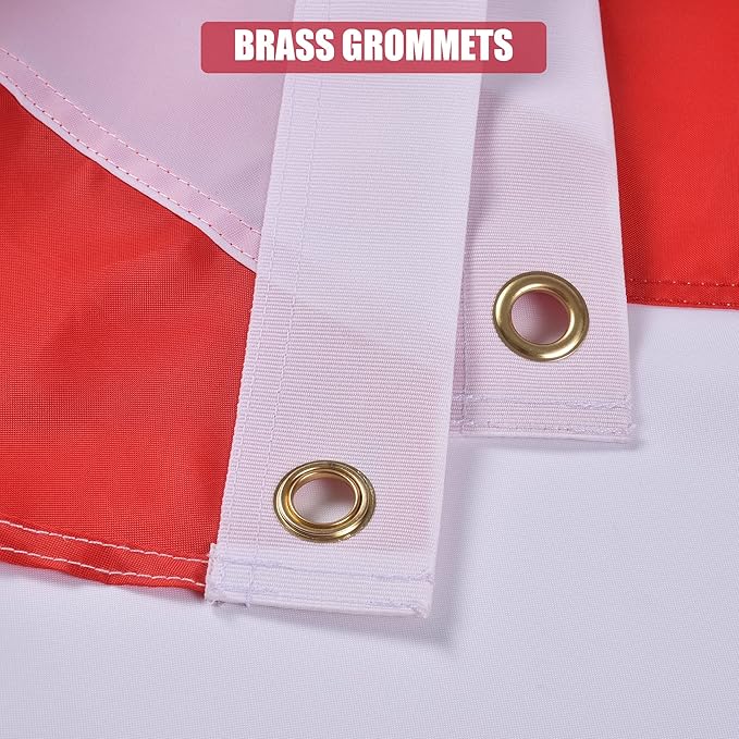 Alabama State Flag 6x10 Ft, Deluxe Embroidered Heavy Duty Nylon Durable AL Outside Flags, Indoor/Outdoor, Sewn Stripes and Brass Grommets