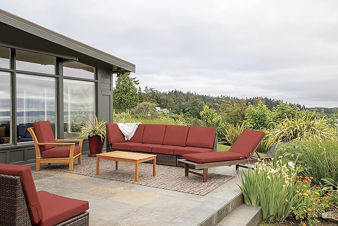 Classic Accessories Ravenna Water-Resistant 17 x 15 x 2 Inch Patio Seat Cushion, Spice, Chair Seat Cushion