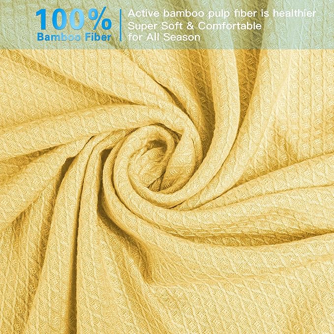 AmyHomie Cooling Blanket, 100% Rayon Derived from Bamboo, Cool Summer Blanket for Hot Sleepers, Soft Comfy Lightweight Blankets for All Seasons (Light Yellow, 79×91in)