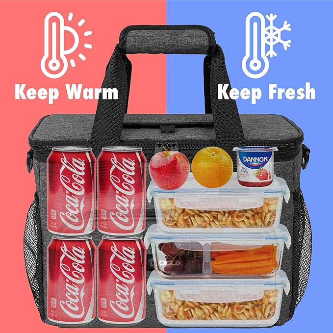 OPUX Soft Cooler Bag, Insulated Collapsible Lunch Cooler Tote for Men Work Camping Beach Travel, Portable Soft Sided Leakproof Waterproof Large Lunch Bag Box with Shoulder Strap 30 Cans, Charcoal Gray