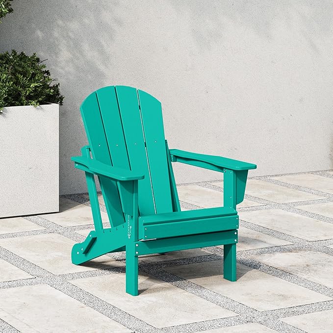 WestinTrends Malibu HDPE Outdoor Patio Folding Poly Adirondack Chair, Turquoise
