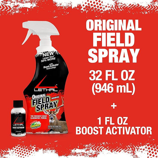Lethal Original Field Spray with Human Scent Eliminating Agent for Hunting Clothes, Gear, and Equipment, Made in The USA, Unscented, 32 Ounce Spray Bottle