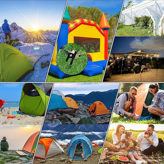 20 Pack 16 inch Tent Stakes Heavy Duty Metal Tent Pegs for Camping Steel Tent Pegs Unbreakable and Inflexible