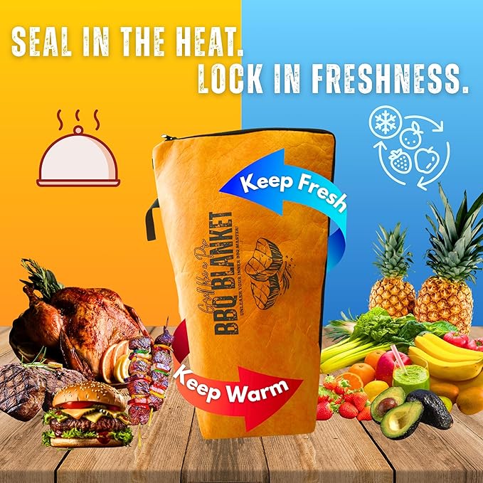 AMADOCOOK™ BBQ Blanket for Resting Meat - Reusable Insulated Meat Resting Bag for Moisture Retention and Tender BBQ - Heavy-Duty with Wide Mouth for Large Brisket, Turkey (21"Original) (21" Original)