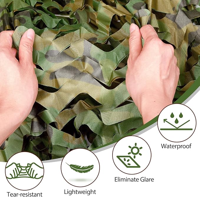 Camo Netting Camouflage Netting 20x20 10x20 10x10 Bulk Roll Burlap Camo Tarp Sunshade Net for Hunting Blind Dinosaur Birthday Jungle MilitaryTheme Party Decoration Camping Shooting
