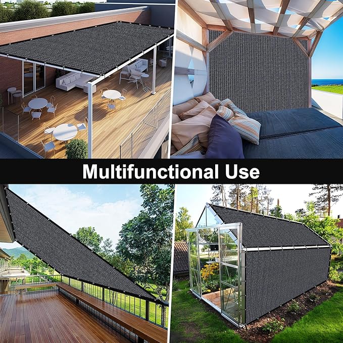 Artpuch 90% Sun Shade Cloth, 3 x 6 FT Pergola Shade Cover Canopy with Grommets, Sun Screen Fabric Tarp for Patio, Outdoor, Garden, Backyard, Blue Grey