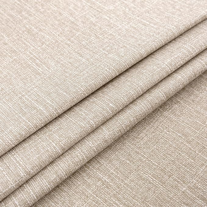 Fitable 2 Pack Faux Linen Round Table Cover with Flannel Backing, Vinyl Fitted Elastic Tablecloth Waterproof Table Cloth for Picnic, Party, Indoor Dining, Nature (Fit for 45"-56" Round Tables)