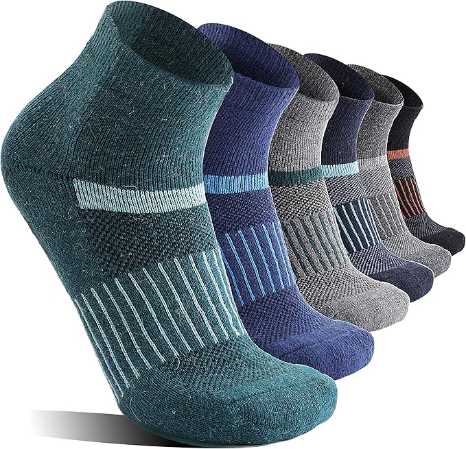6 Pairs Merino Wool Ankle Running Hiking Socks Compression Support Breathable Thick Cushion No Show Socks for Women Men