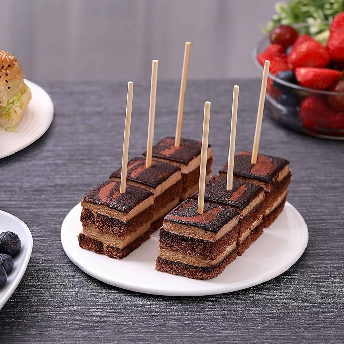 200 PCS Bamboo Skewers, 8 Inch Food Sticks for Appetizers, Fruit, Grilling Kebabs, Cocktail Picks for Drinks, Toothpicks Natural, Kitchen Gadget