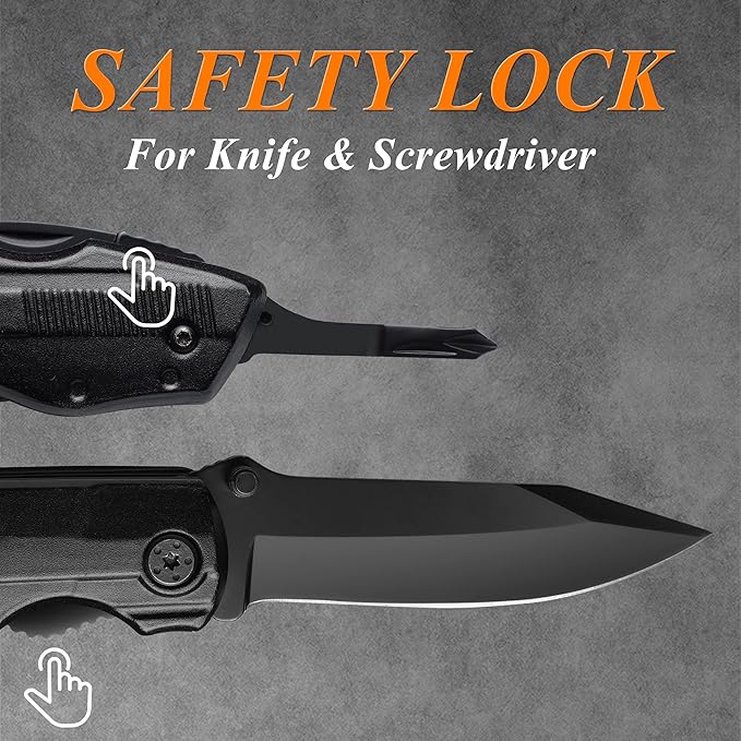 RoverTac Multitool Knife – 15-in-1 Pocket Knife with Wire Strippers, Wire Cutter, 9 Screwdrivers, Bottle Opener – Perfect Gifts for Men, Dad – Camping Gear for Christmas, Father’s Day, Birthdays