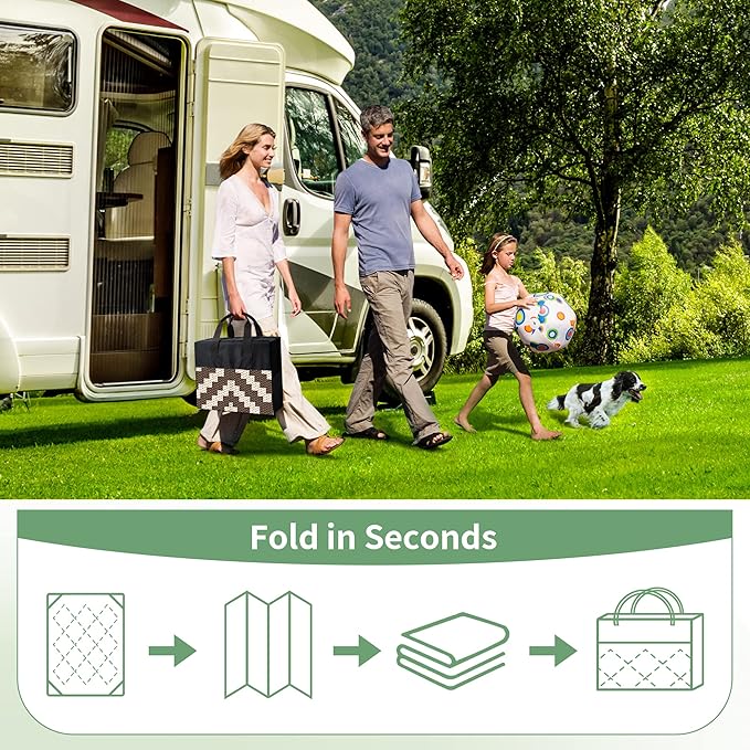 GENIMO Outdoor Rug for Patio Clearance, 6'x9' Waterproof Camping Mat, Reversible Plastic Straw Rugs for RV, Camper, Balcony, Backyard, Picnic, Deck (Coffee & Beige)