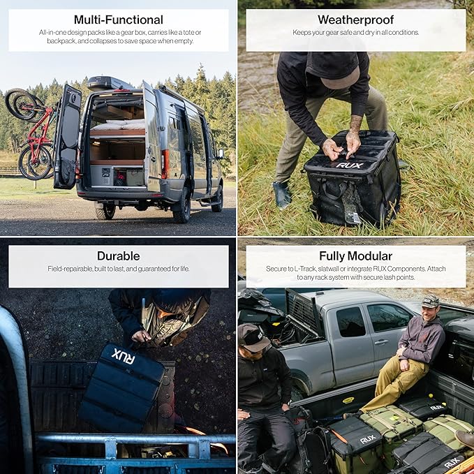 70L Collapsible Gear Box (Black) - Modular Adventure Storage Solution for Camping Storage, Overlanding, Off-Road and Van Life - Weatherproof, Durable and Multifunctional