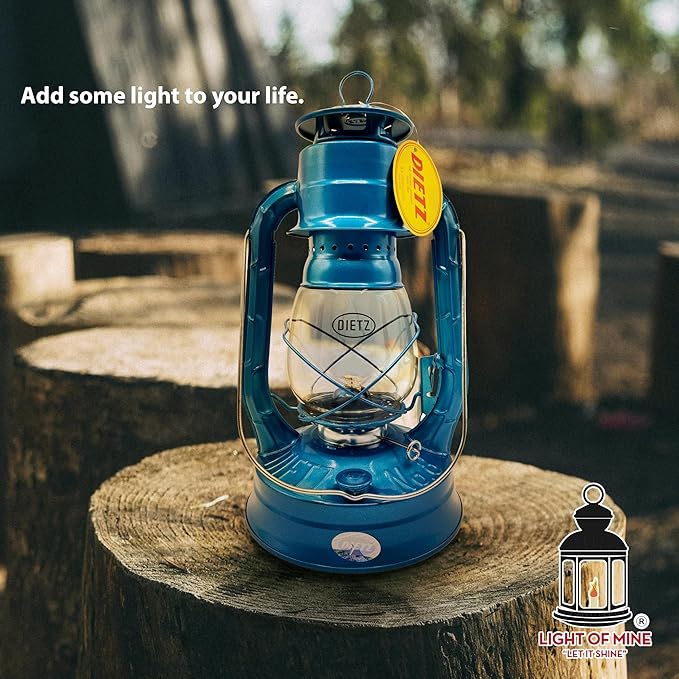 Light of Mine - Dietz #08 Air Pilot Blue Oil Lantern with 7/8" Replacement Wick Strips (Blue)