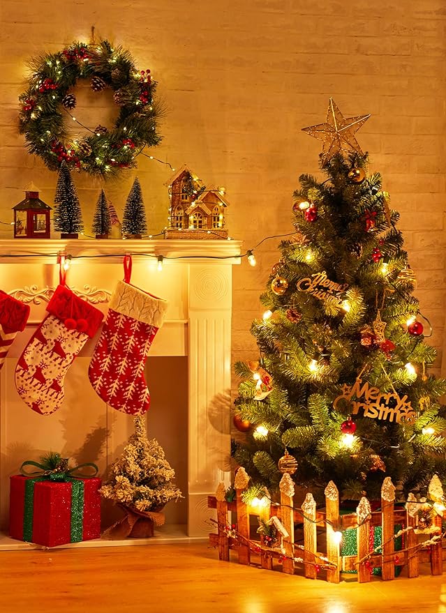 Vintage C9 Christmas Lights Outdoor, 25 Feet 25 LED C9 Christmas Decorations, Connectable Waterproof String Lights for Holiday Party Roofline Backyard Garden Patio, E17 Base, Warm White