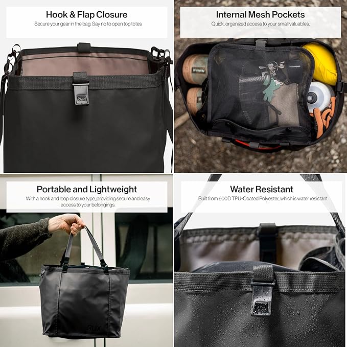 25L Modular Utility Tote (Black) - Lightweight, Flexible Tote Made For Modular Organization - Use It Inside The RUX 70L Or Solo For Everyday Carry And Camp Essentials