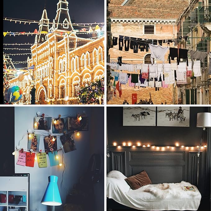 Helffer 98FT Clothesline, 304 Stainless Steel String Lights Hanging Kit, Portable Retractable Heavy Duty Cable Wire Rope, Turnbuckle Tensioner Strainer for Garage, Outdoor, Indoor, Shade Sail