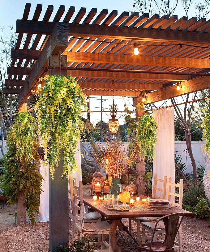 3 Packs Hanging Money Plants Faux Hanging Plants Indoor Fake Hanging Planta Artificial Hanging Plants for Room Wall Kitchen Garden Outdoor Bathroom Wedding Courtyard Autumn Party Decorations(Yellow)