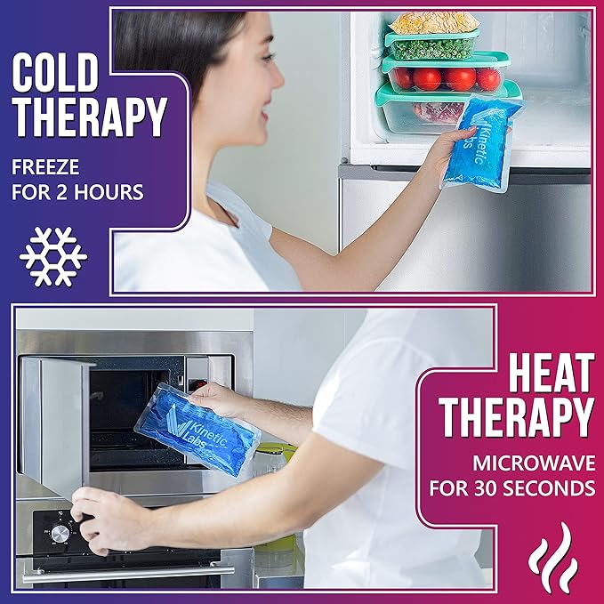 Gel Ice Packs for Injuries Reusable (2 Pack) 9.5" x 4.5" – Gel Cold Packs by Kinetic Labs – Flexible & Soft Packs for Knee, Shoulder, Back (Regular)