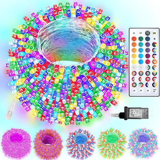 Color Changing Christmas Lights, 200 LED 35 Colors String Lights Indoor Outdoor with Remote, Waterproof Twinkle Lights Plug in for Halloween Xmas Tree Party Easter Valentine's Wedding Room Decor