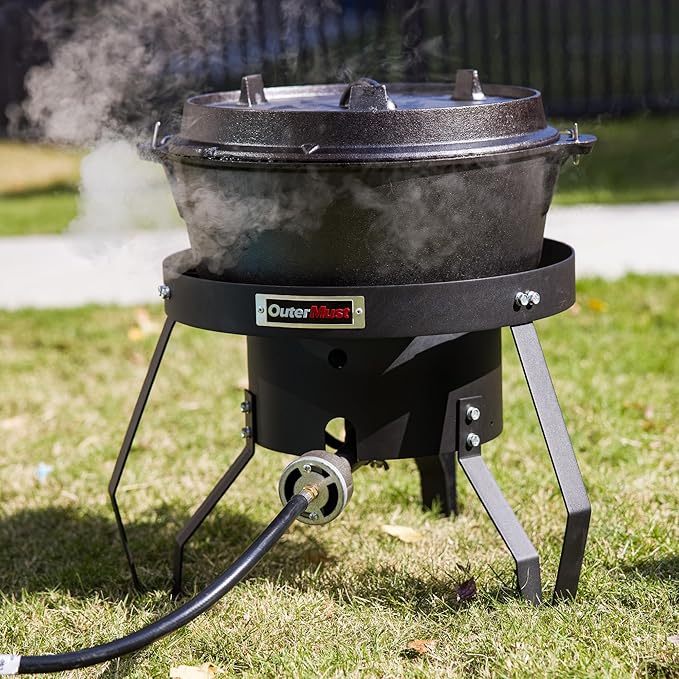 Propane Burner Outdoor Gas Burner for Cooking with Regulator and Cast Iron Braided Holes (single)