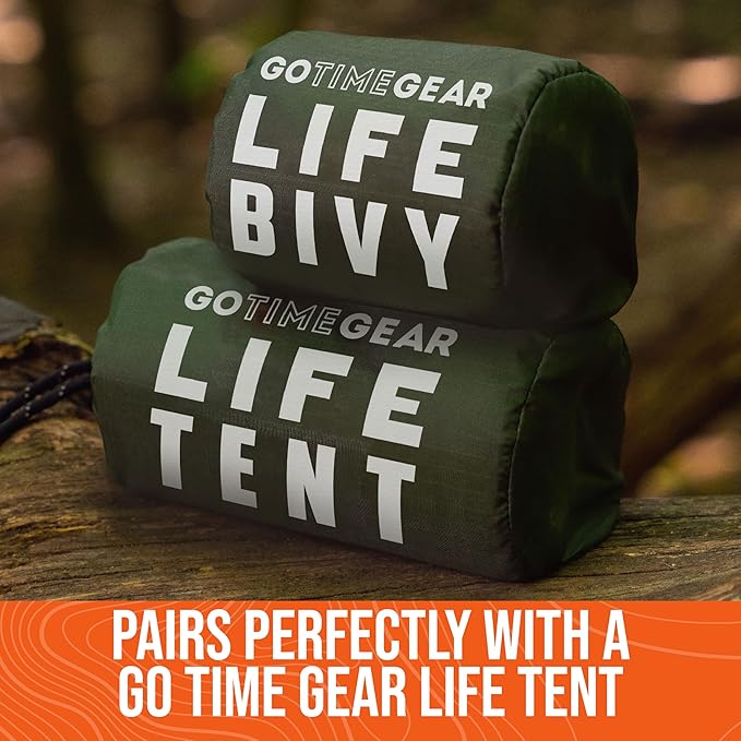 Go Time Gear Life Bivy Emergency Survival Sleeping Bag Thermal Bivy - Use as Emergency Bivy Sack, Survival Sleeping Bag, Mylar Emergency Blanket