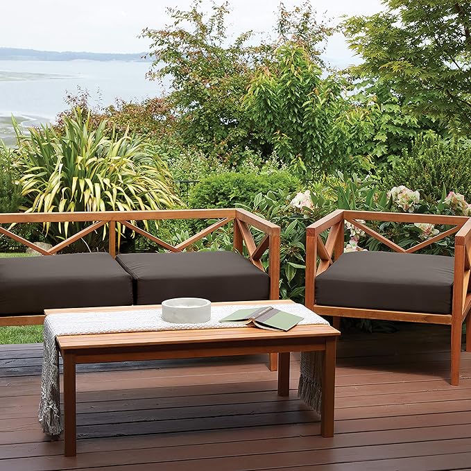 Classic Accessories Ravenna Water-Resistant 19 x 19 x 3 Inch Patio Seat Cushion, Espresso, Chair Seat Cushion