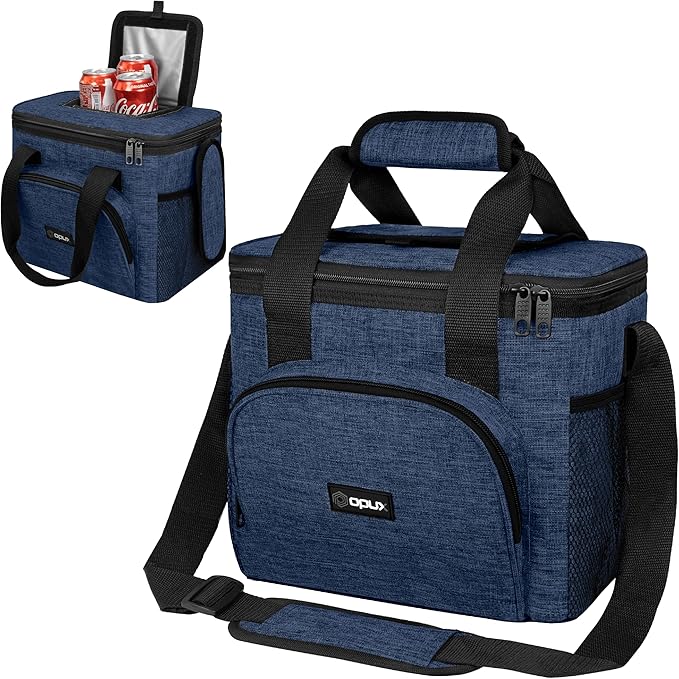 OPUX Soft Cooler Bag, Insulated Collapsible Lunch Cooler Tote for Men Work Camping Beach Travel, Portable Soft Sided Leakproof Waterproof Large Lunch Bag Box with Shoulder Strap 24 Cans, Heather Navy