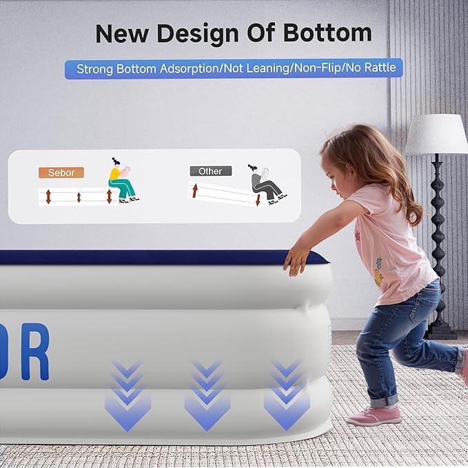 Air Mattress Queen with Built-in Pump 18", Comfortable Self-Inflating Air Mattress with High-Speed Pump, Durable Blow Up Mattress Queen with Storage Bag for Guests, Camping, Travel