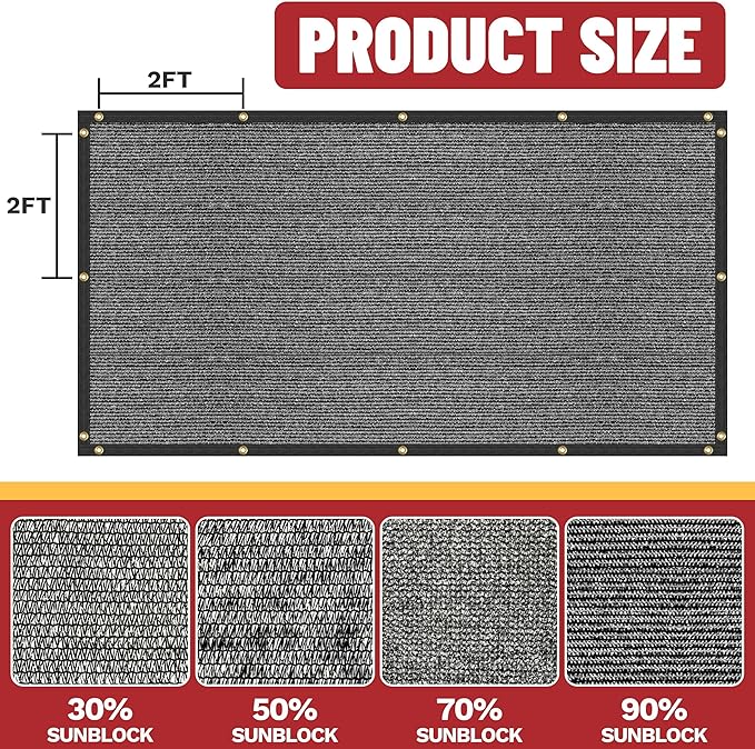 ShadeMart 70% Shade Cloth, Black 16FT x 16FT Shade Cover with Upgrade Grommets and Zip Ties, Sunblock Net for Garden Greenhouse Carport Chicken Coop, Dog Kennel, Pergola (We Make Custom Size)