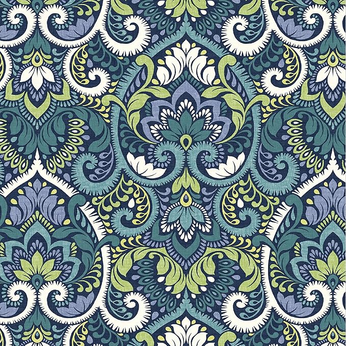 Arden Indoor/Outdoor Foam Seat Pad, 2 Pack, 17 x 16, Patio Cushion, Water Repellent, Fade Resistant, Foam Cushion Sapphire Aurora Blue Damask