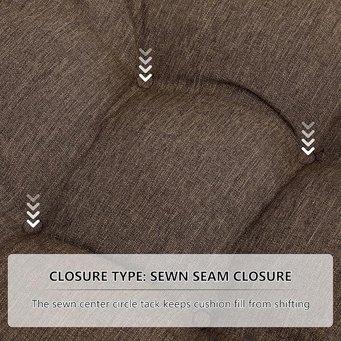 RACE LEAF 19" x 19" Patio Chair Seat Pads Brown - Outdoor/Indoor Patio Cushions Set of 2 - Replacement Cushions for Chairs and Seating - Olefin Seat Pads for Porch, Deck, and Garden Seats