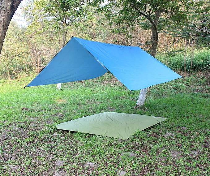 WoneNice 118 x 118 inches Waterproof Camping Tarp Footprint Ground Sheet - Lightweight, Durable UV & Rain Protection for Tents, Beach, Picnics, Car or Camping and Adventure, Sky Blue